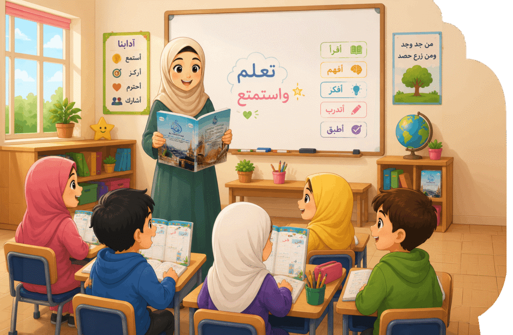 Students learning in a classroom
